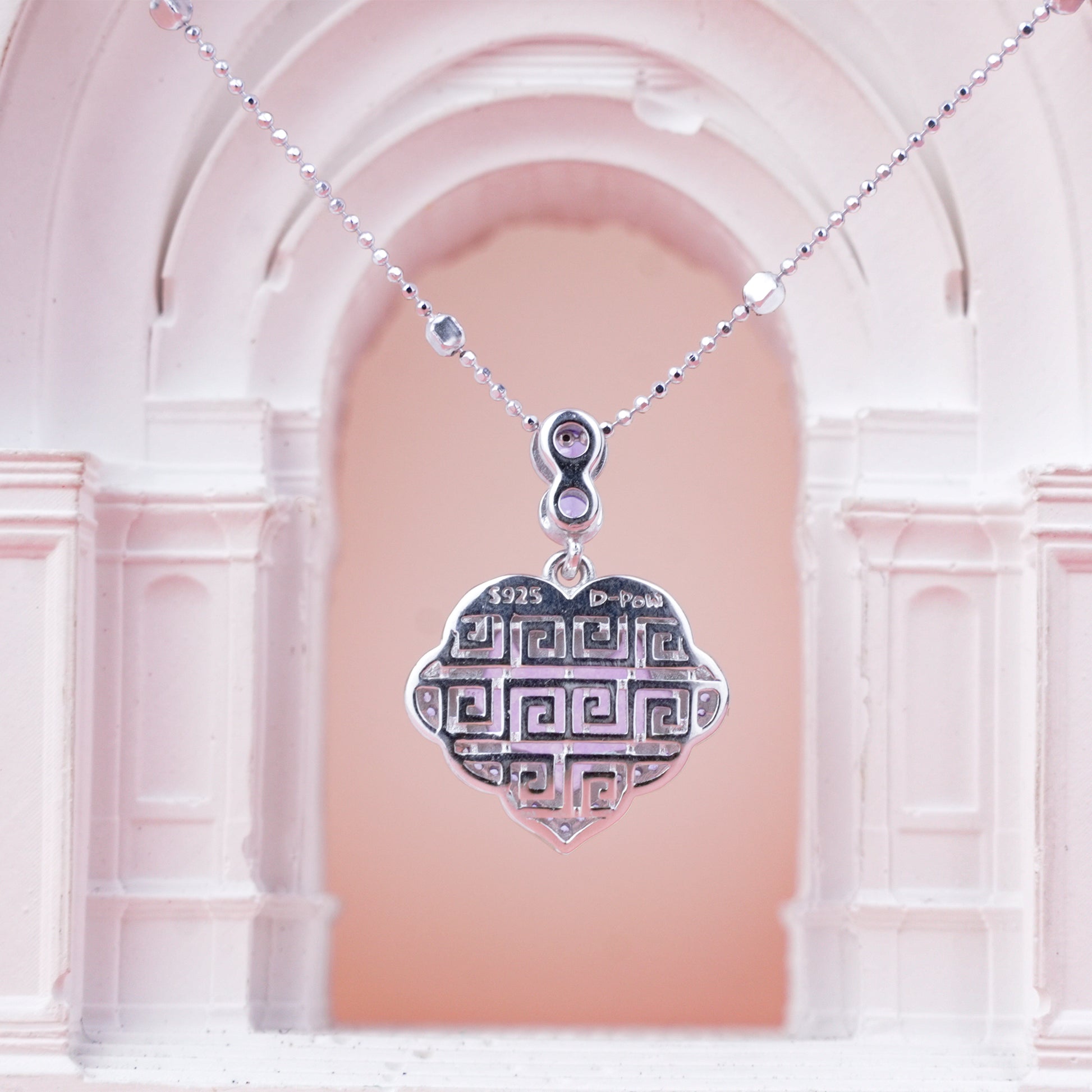 [Lustre Ruyi] D-pow Handcrafted 925 Silver Necklace with Quartz Stones, 49cm (19.3'')