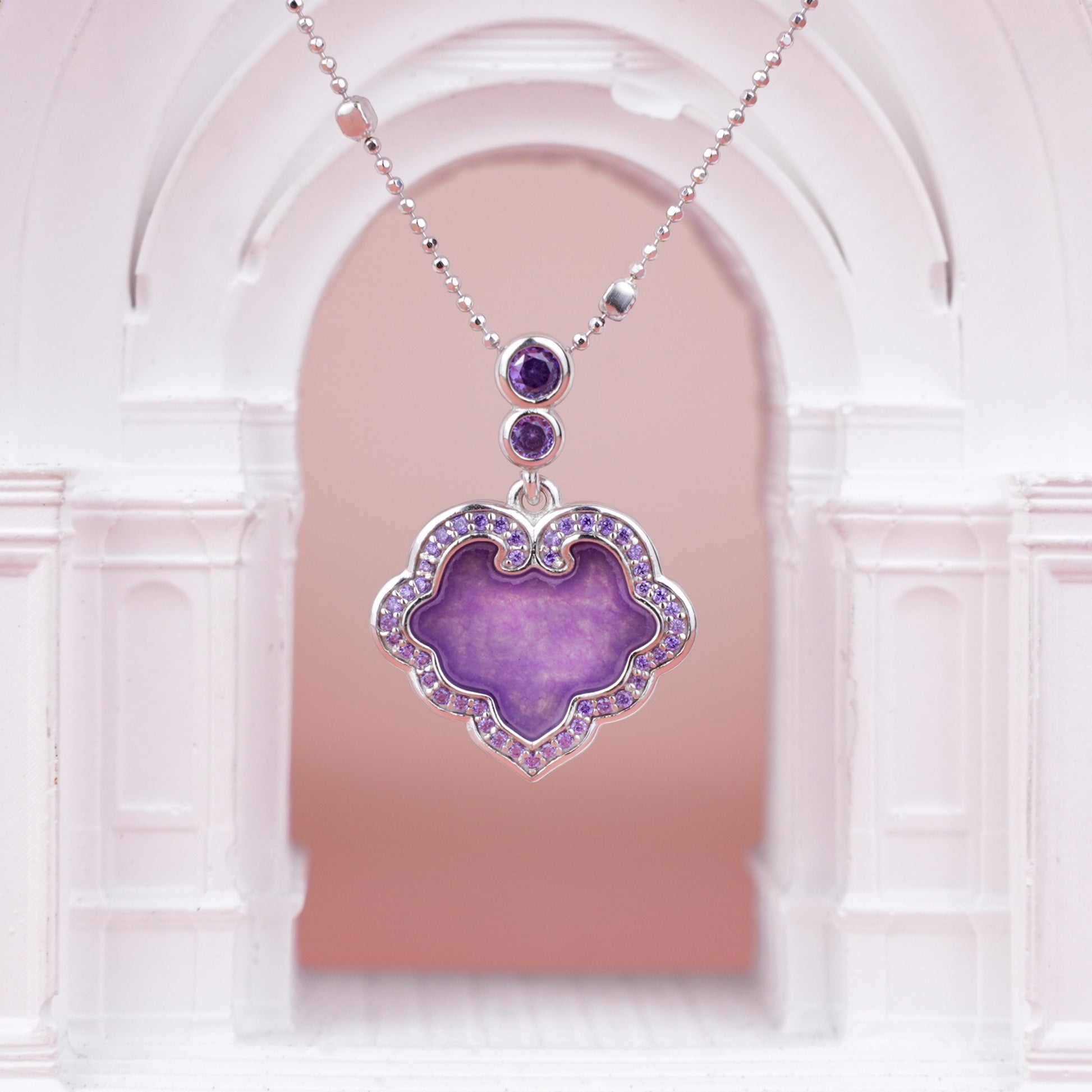 [Lustre Ruyi] D-pow Handcrafted 925 Silver Necklace with Quartz Stones, 49cm (19.3'')