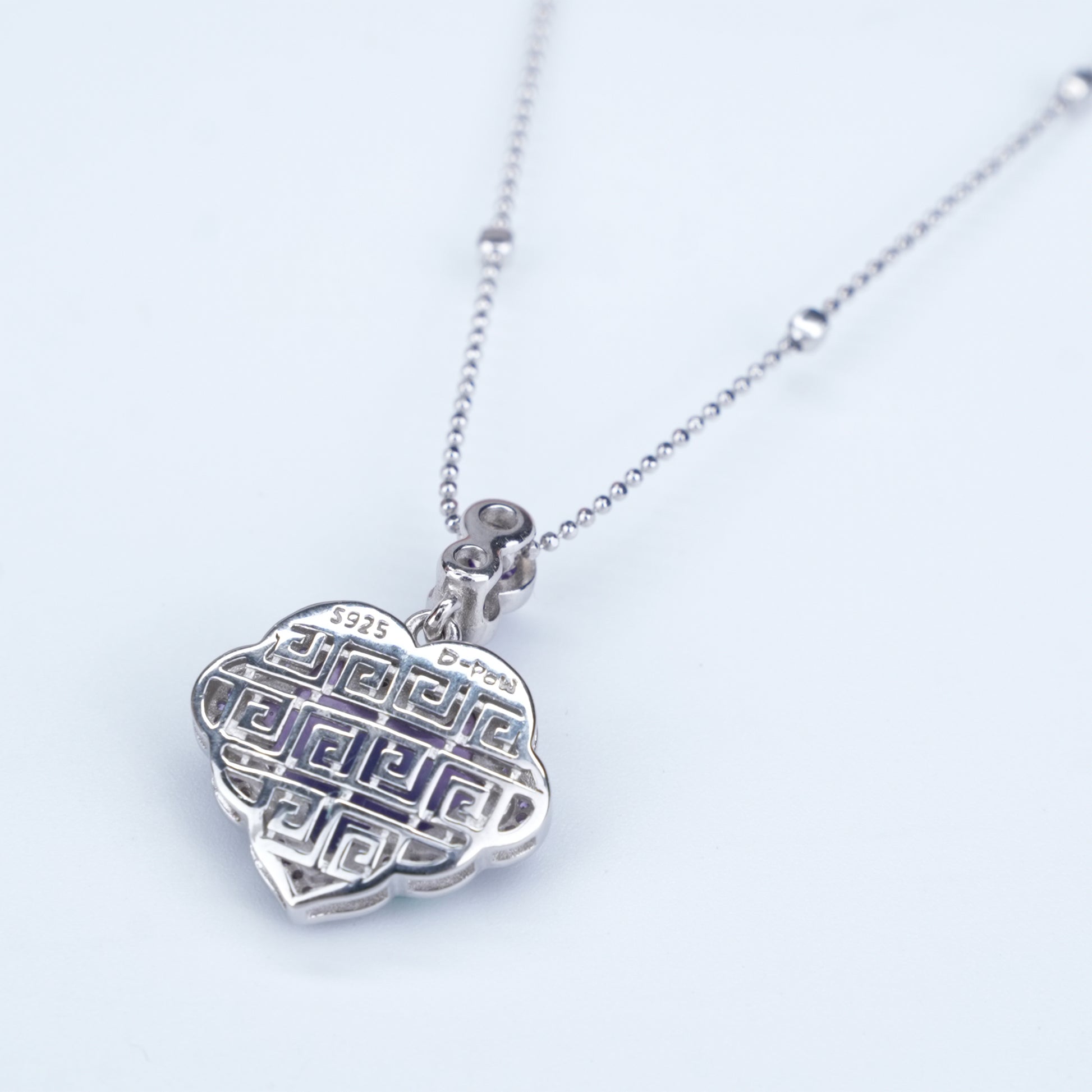 [Lustre Ruyi] D-pow Handcrafted 925 Silver Necklace with Quartz Stones, 49cm (19.3'')