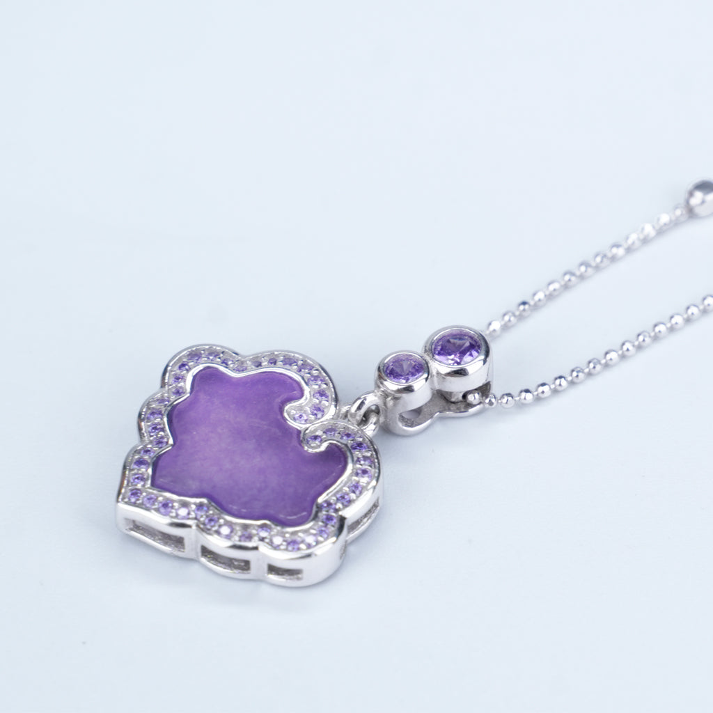 [Lustre Ruyi] D-pow Handcrafted 925 Silver Necklace with Quartz Stones, 49cm (19.3'')