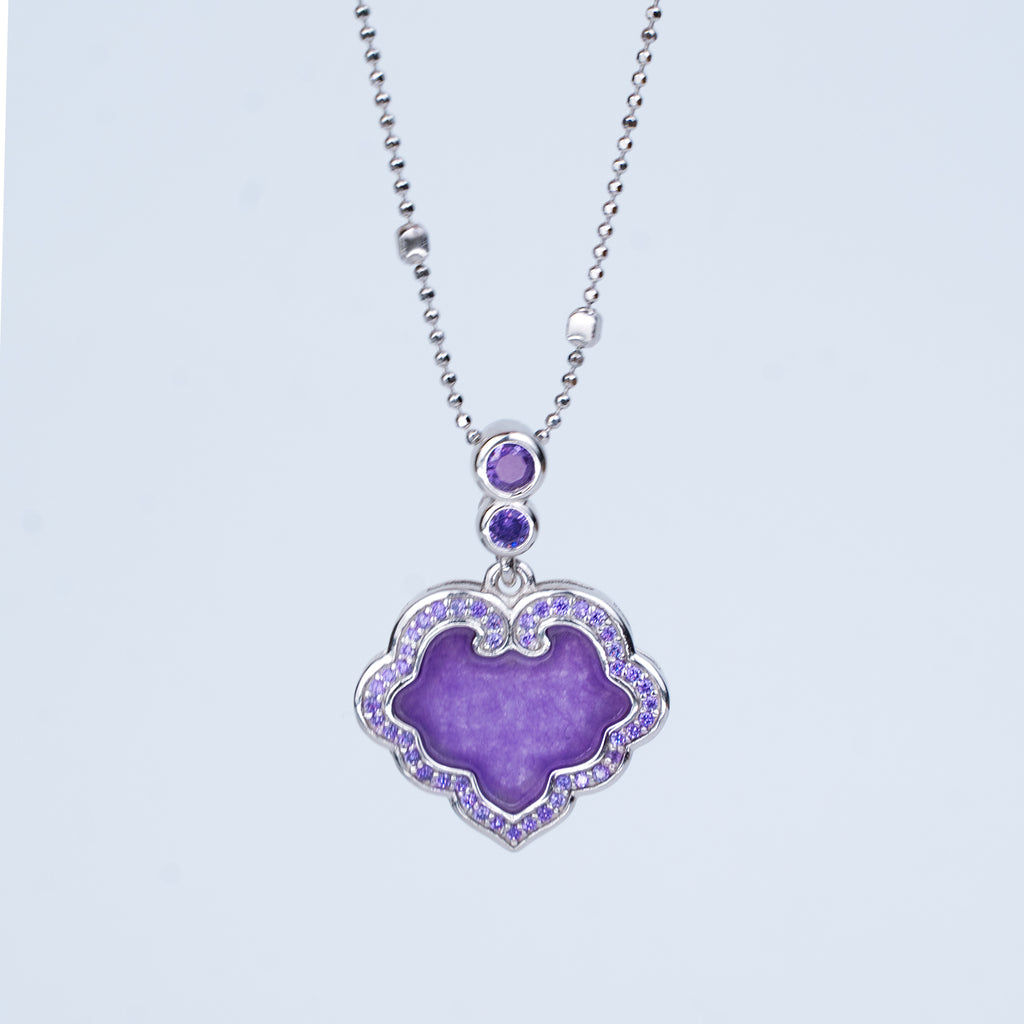 [Lustre Ruyi] D-pow Handcrafted 925 Silver Necklace with Quartz Stones, 49cm (19.3'')