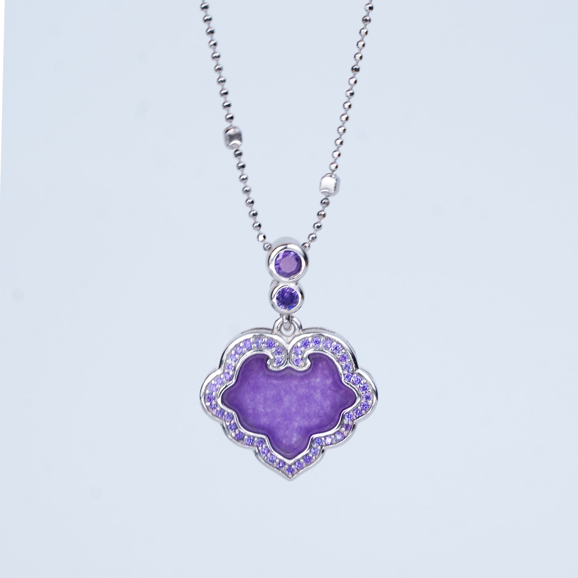 [Lustre Ruyi] D-pow Handcrafted 925 Silver Necklace with Quartz Stones, 49cm (19.3'')