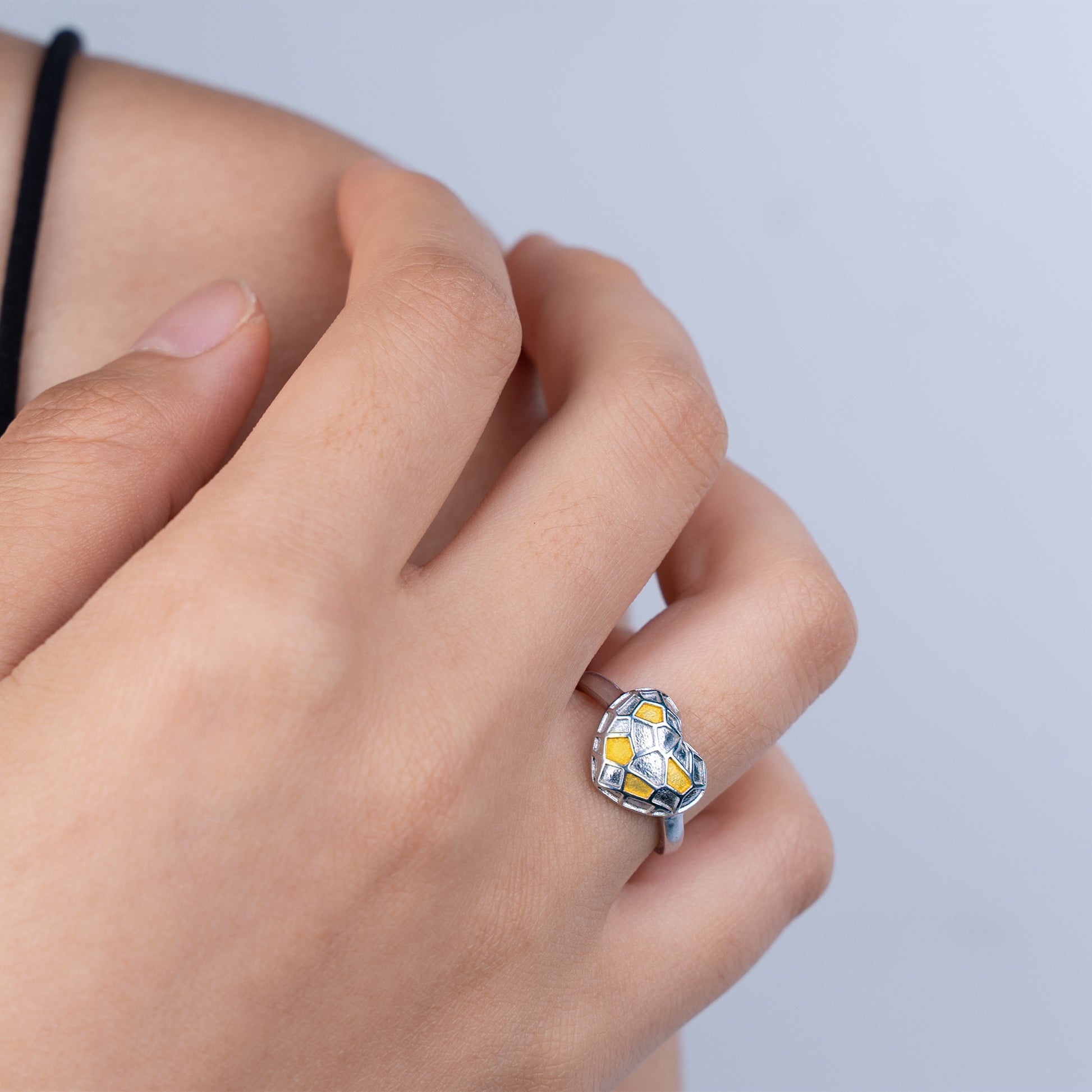 [Frozen Echo] D-POW Ice Cube Handmade Sterling Silver Adjustable Ring