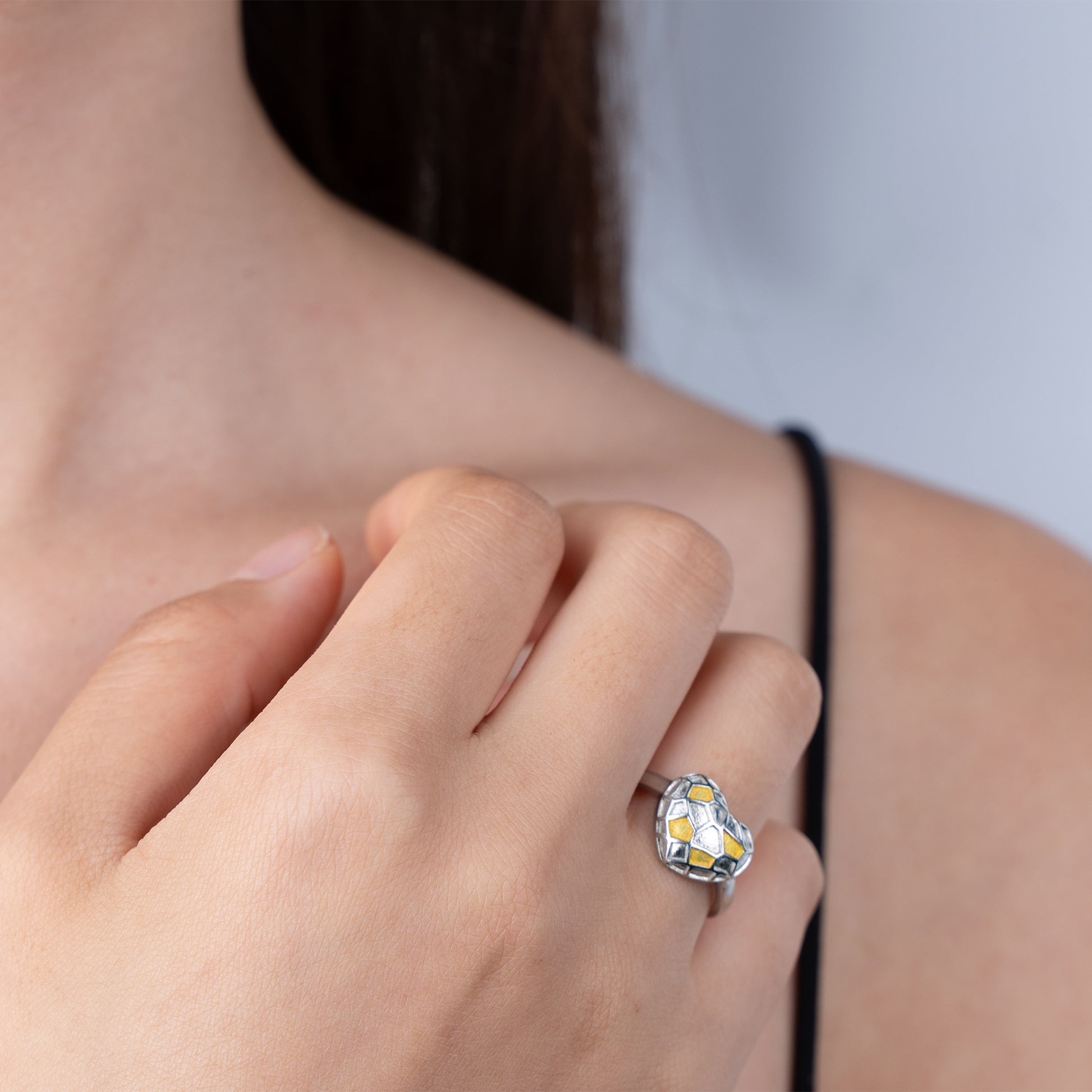 [Frozen Echo] D-POW Ice Cube Handmade Sterling Silver Adjustable Ring