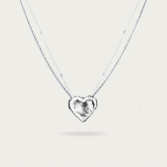 [Baroque Bloom] D-POW Baroque-Inspired Double Heart Necklace in 925 Sterling Silver
