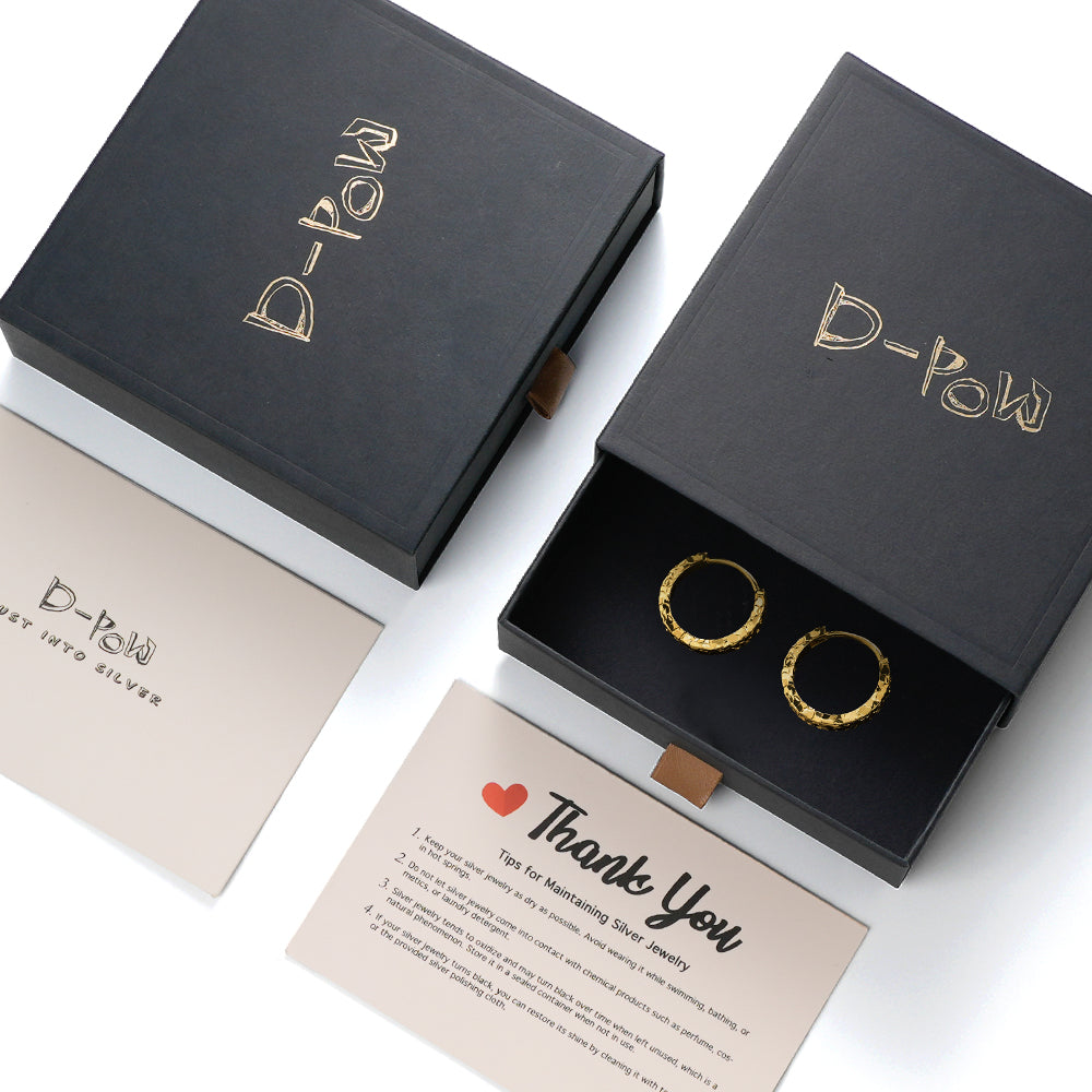 [Shatterlight Series] D-POW 925 Sterling Silver Crushed Ice Textured Hoop Earrings