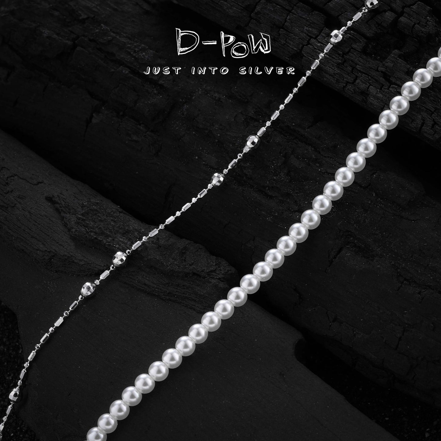 [Baroque Bloom] D-POW 925 Sterling Silver "Ineffleur" Dual-Layer Adjustable Necklace in Bucchi Style,37–51CM(14.6–20.1'')