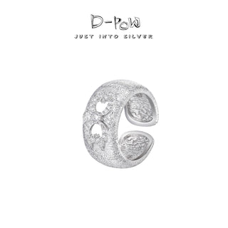 Side view showing the intricate filigree design of the D-POW "Ineffleur" ring with silk thread details