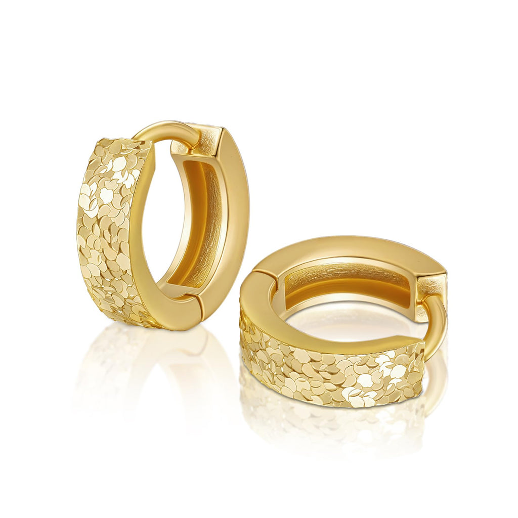 [Shatterlight Series] D-POW 925 Sterling Silver Crushed Ice Textured Hoop Earrings