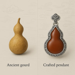 Inspiration image for the cinnabar gourd pendant, evoking traditional Chinese symbolism and craftsmanship.