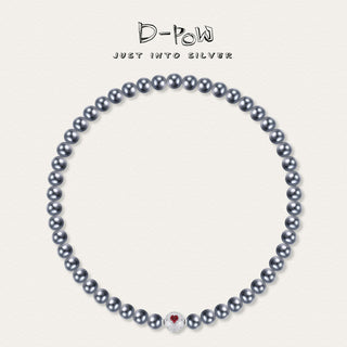 Full product view of the D-POW Cosmic Amour peach motif necklace in 925 sterling silver, showcasing its intricate craftsmanship and stunning design.