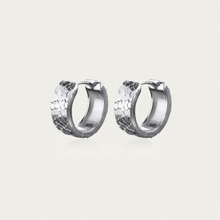 D-POW hammered sterling silver ear cuffs in L size, showcasing the elegant hammered texture and unique design in a clear and detailed image.