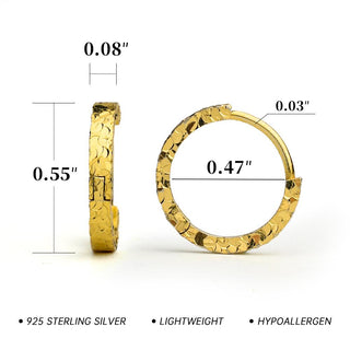 [Shatterlight Series] D-POW 925 Sterling Silver Crushed Ice Textured Hoop Earrings - D-POW