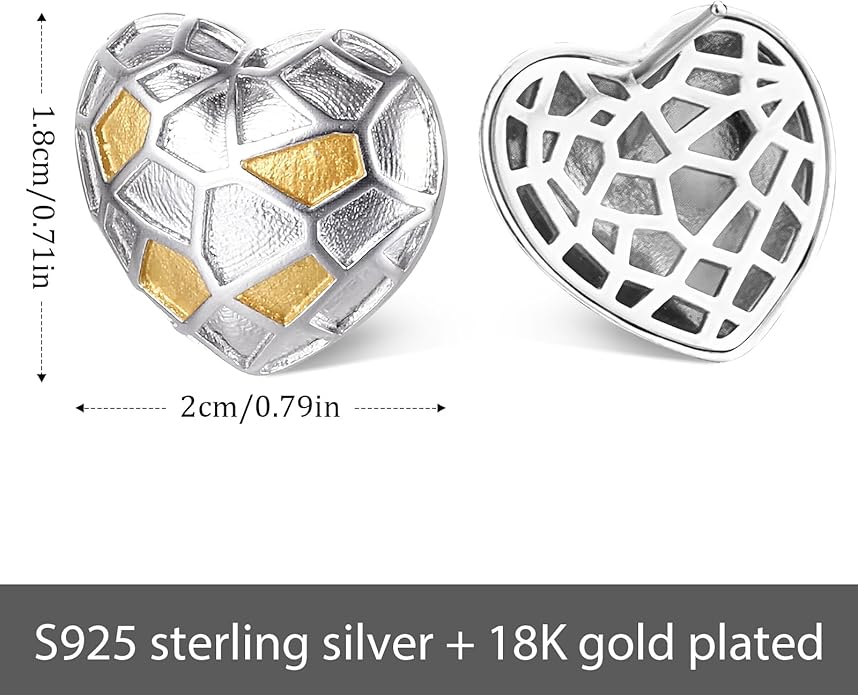 [Frozen Echo] D-POW  Ice Cube Heart Treasure Sterling Silver Stud Earrings