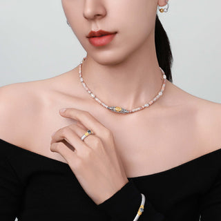 Model wearing the Eternal Gleam ring, showing its elegant fit and luminous sparkle.