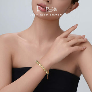Model wearing the Frozen Echo Fractured Cosmos bracelet, front view showing how the sterling silver design rests elegantly on the wrist.