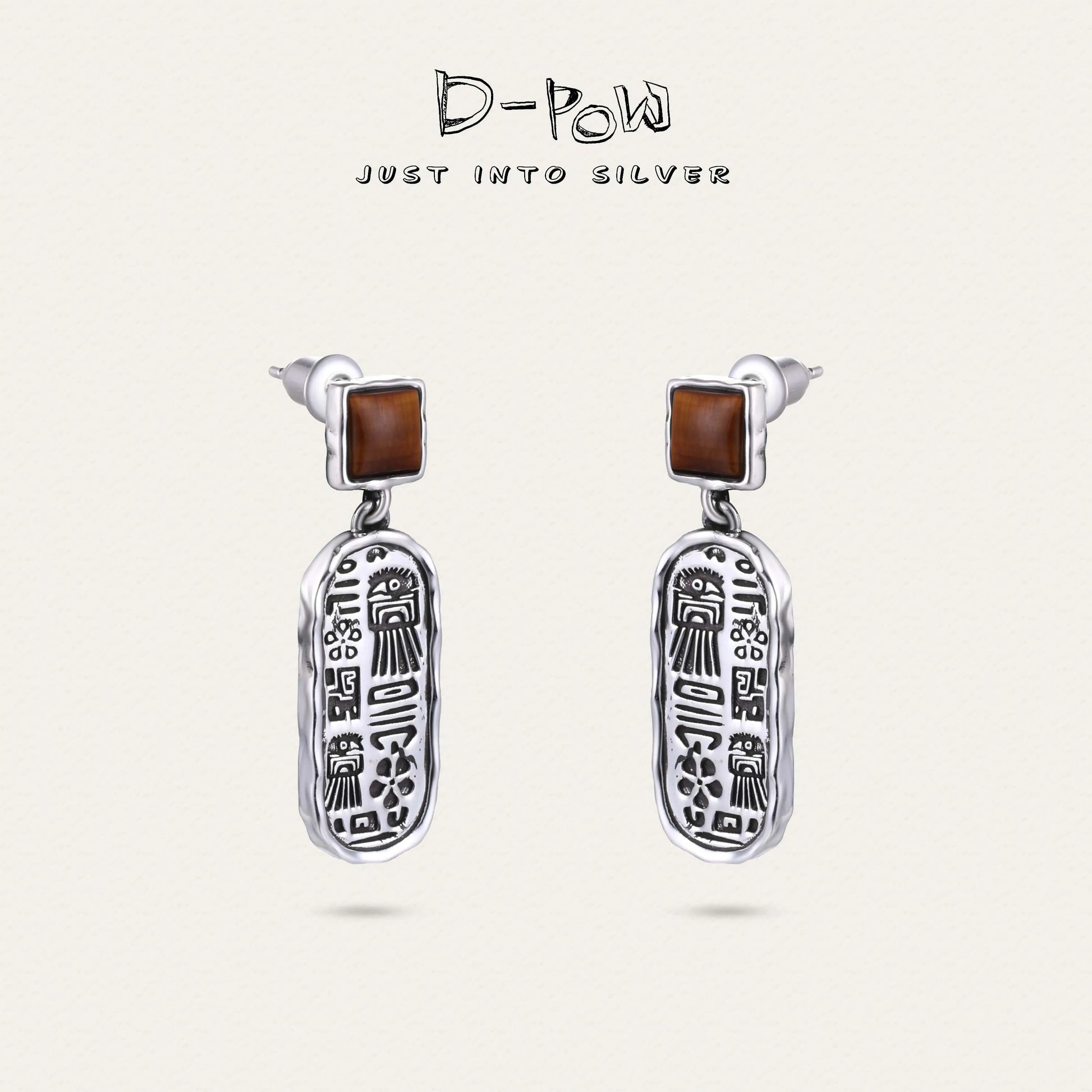 [Thunderbird Totem] D-POW Large Square Earrings