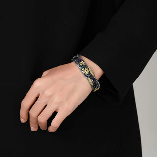 [Heavywork Goldflower]  D-POW Handcrafted Upgraded Linglang Stone Heavywork Bracelet - D-POW