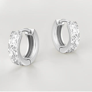 [Shatterlight Series] D-POW 925 Sterling Silver Crushed Ice Textured Hoop Earrings - D-POW