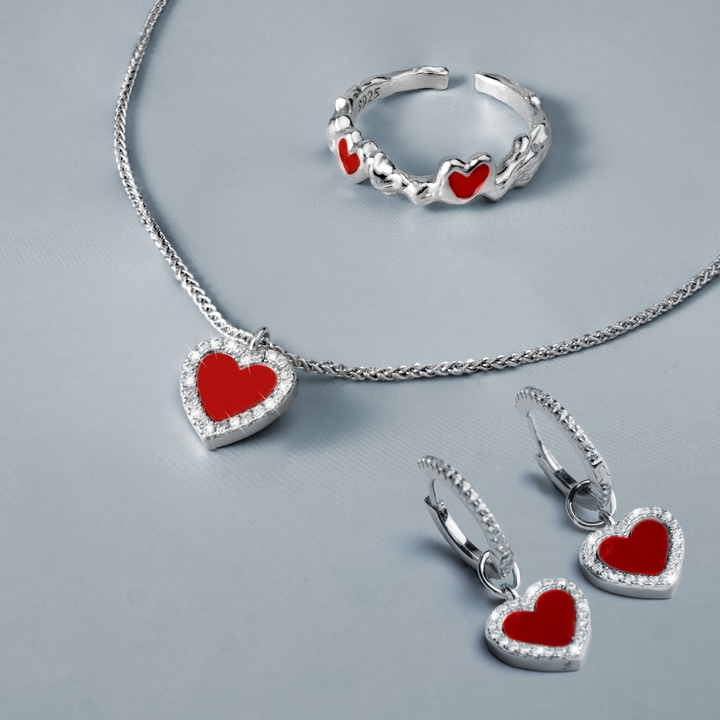 Cupid's Heart Jewelry Set – Necklace & Ring with Free Earrings