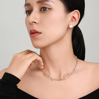 [Frozen Echo] D-POW Brushed Nut Shell Double-Layer Necklace - D-POW