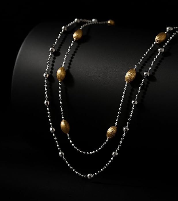 [Frozen Echo] D-POW Brushed Nut Shell Double-Layer Necklace