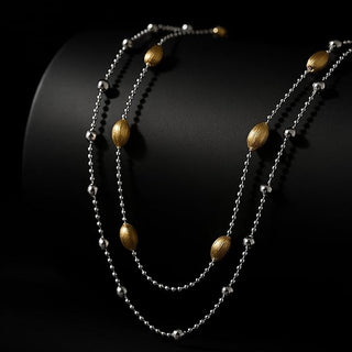 [Frozen Echo] D-POW Brushed Nut Shell Double-Layer Necklace - D-POW