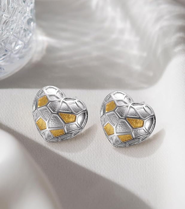 [Frozen Echo] D-POW  Ice Cube Heart Treasure Sterling Silver Stud Earrings