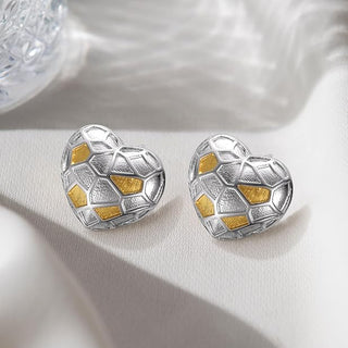 [Frozen Echo] D-POW  Ice Cube Heart Treasure Sterling Silver Stud Earrings - D-POW