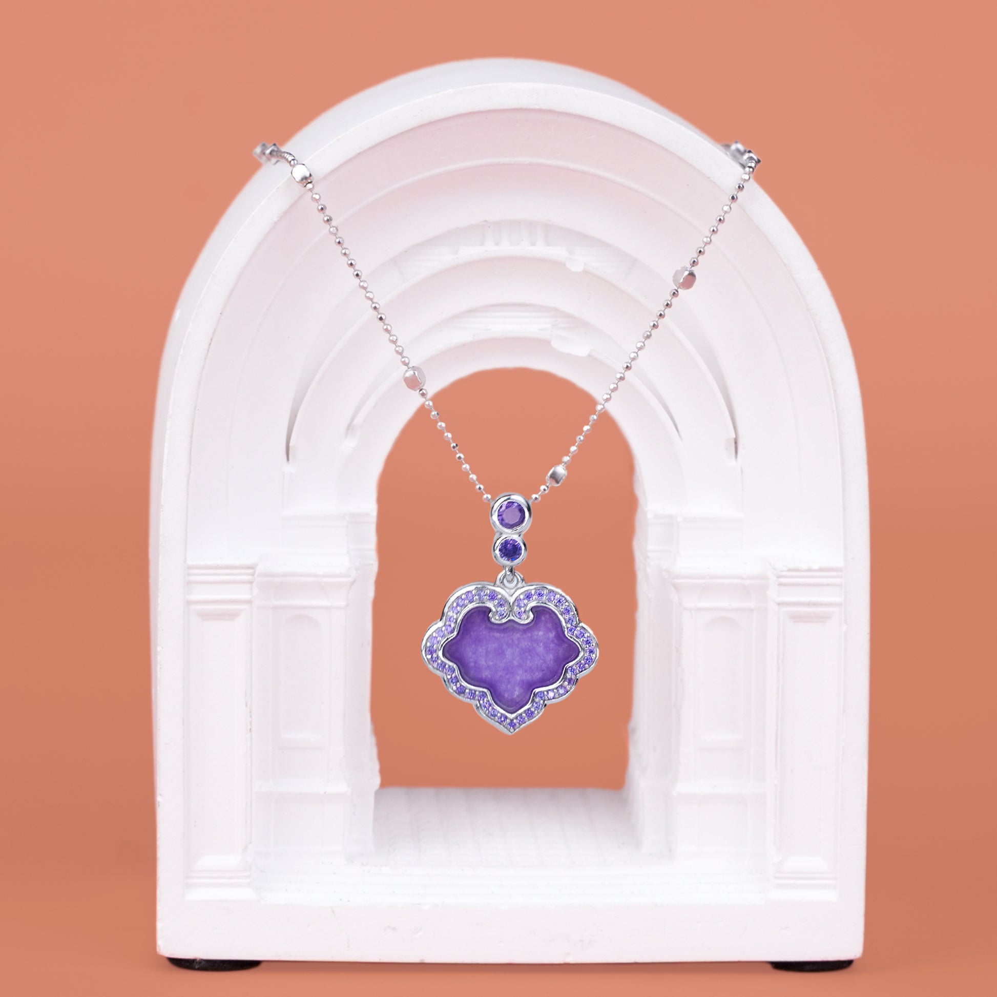 [Lustre Ruyi] D-pow Handcrafted 925 Silver Necklace with Quartz Stones, 49cm (19.3'')