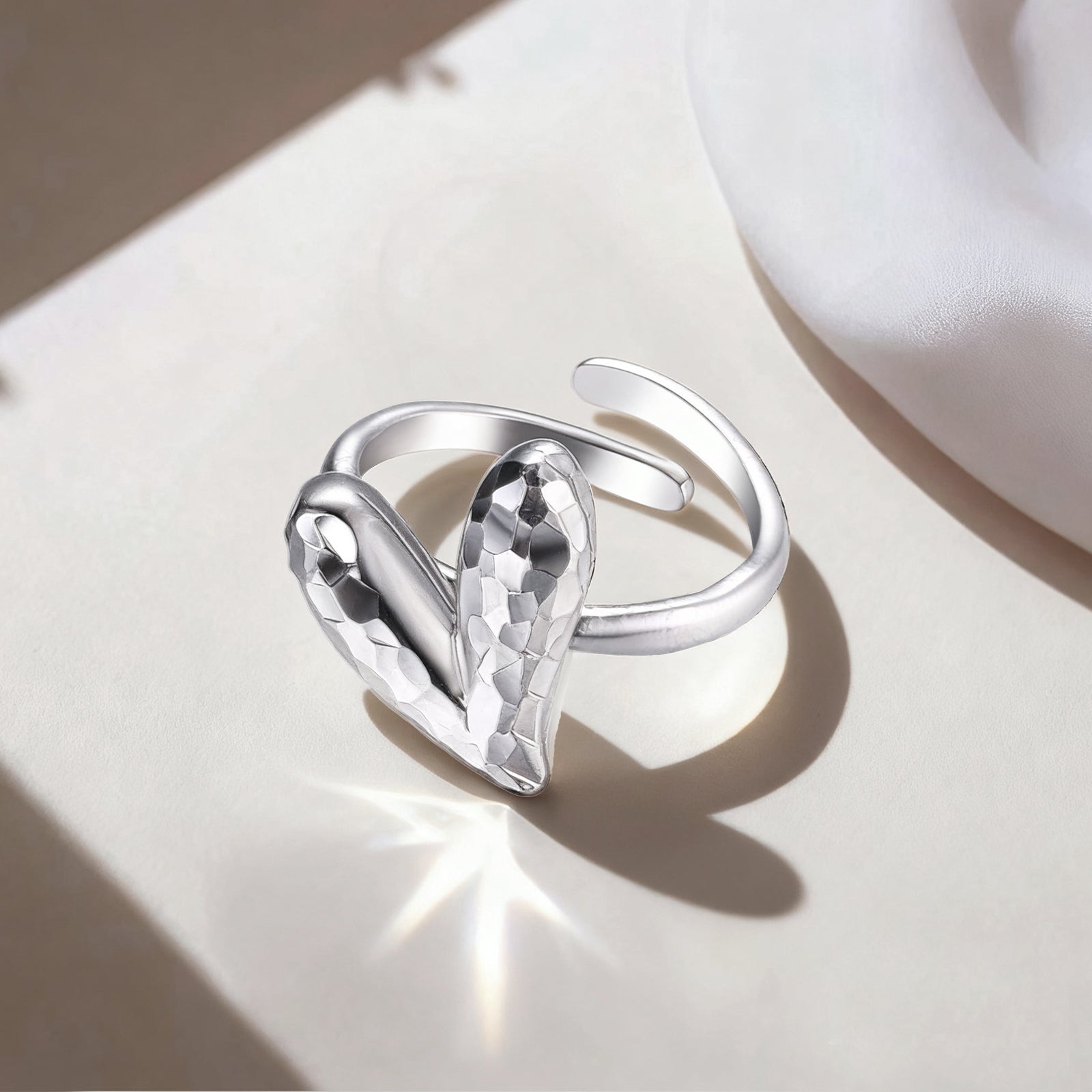 D-POW Baroque-Inspired Icy Peach Adjustable 925 Silver Ring