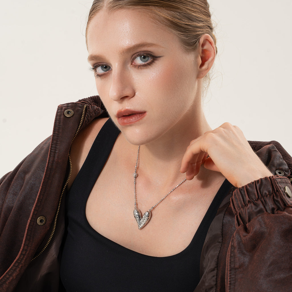 D-POW Baroque-Inspired Icy Peach Pendant 925 Silver Necklace