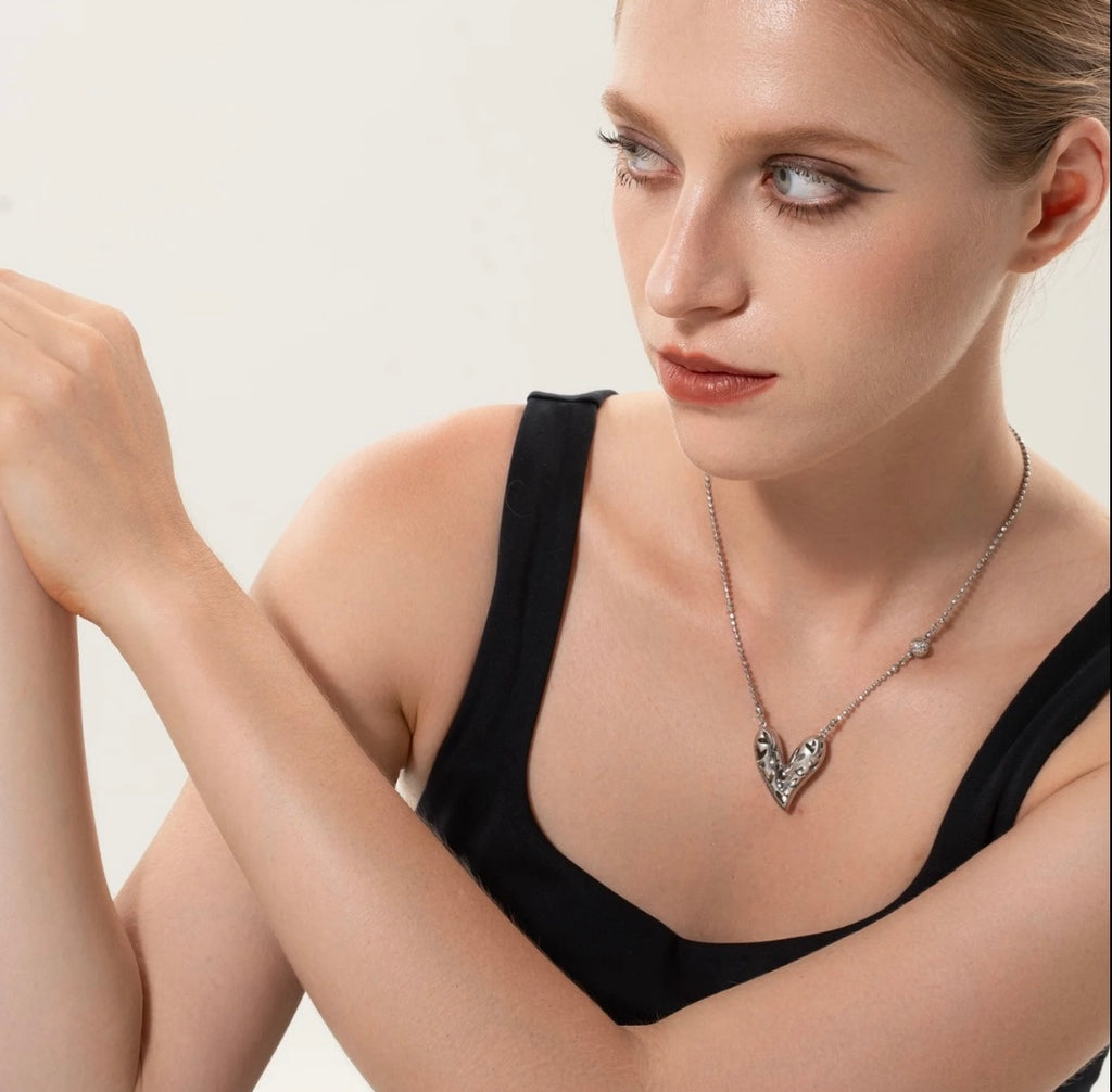 D-POW Baroque-Inspired Icy Peach Pendant 925 Silver Necklace