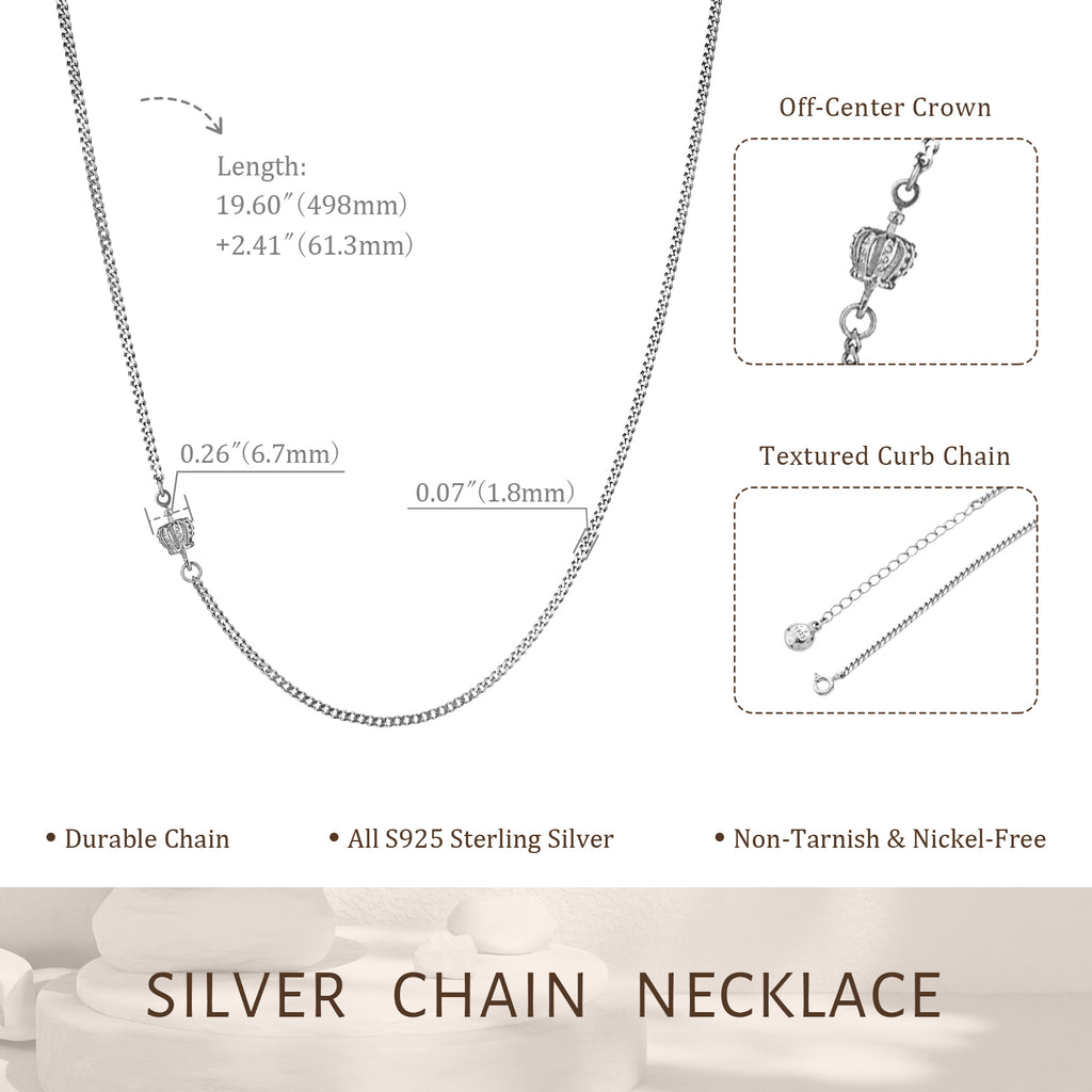 D-POW 925 Sterling Silver Chain Necklace with Spring Clasp