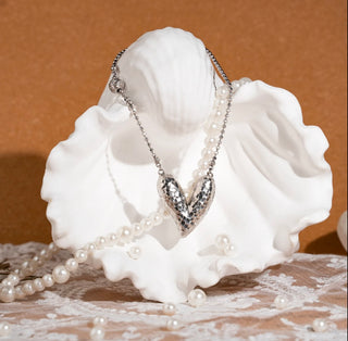 D-POW Baroque-Inspired Icy Peach Pendant 925 Silver Necklace - D-POW