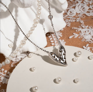 D-POW Baroque-Inspired Icy Peach Pendant 925 Silver Necklace - D-POW