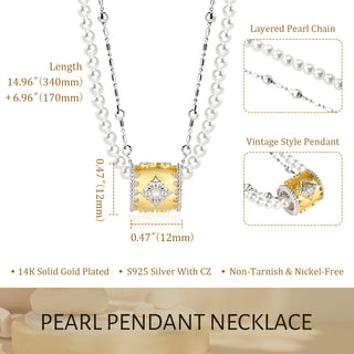 [Baroque Bloom] 925 Sterling Silver "Ineffleur" Dual-Layer Adjustable Necklace - D-POW