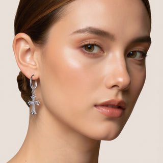 [Sacred Cross] D-POW Reversible Silver Earrings - D-POW