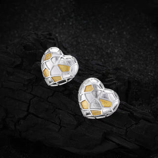 Side view of the Princess Ice Cube Heart Stud Earrings, highlighting the stud post and three-dimensional crystal design.