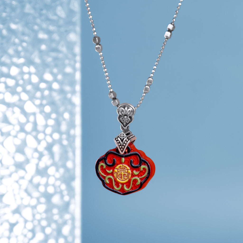 [Lustre Ruyi] D-pow Handcrafted Chinese Red Cinnabar Necklace
