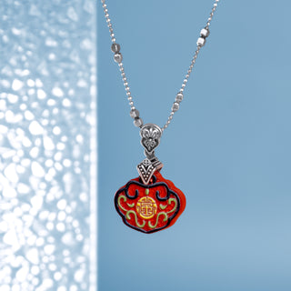 [Lustre Ruyi] D-pow Handcrafted Chinese Red Cinnabar Necklace - D-POW