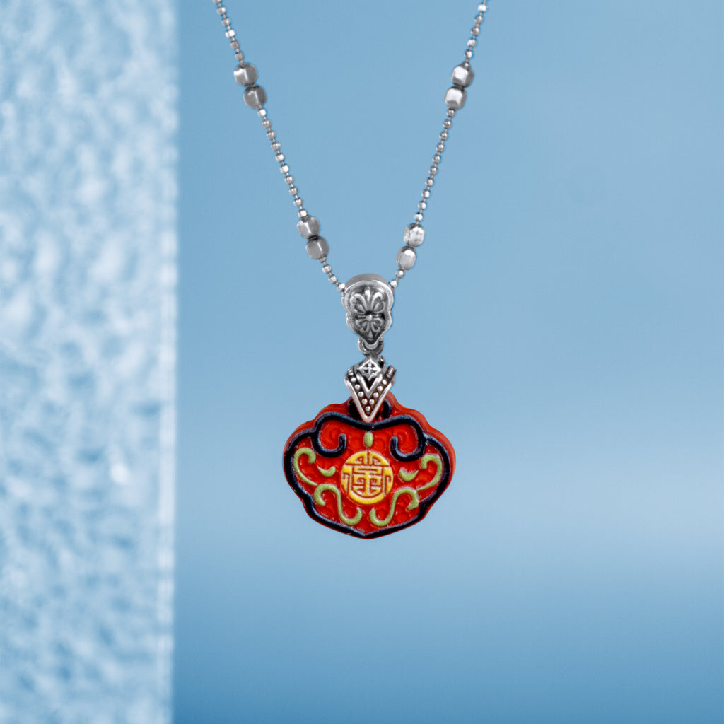 [Lustre Ruyi] D-pow Handcrafted Chinese Red Cinnabar Necklace