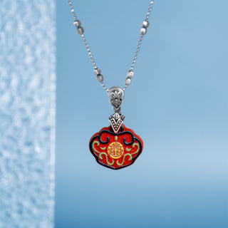 [Lustre Ruyi] D-pow Handcrafted Chinese Red Cinnabar Necklace - D-POW