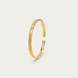 Front view of the Shatterlight Series Hammered 999.9 Fine Gold Adjustable Cuff, showcasing the intricate hammered texture and luxurious gold finish.