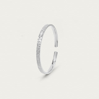 Front view of the Shatterlight Series Hammered 999.9 Fine Silver Adjustable Cuff, featuring a smooth hammered surface and bright silver finish.