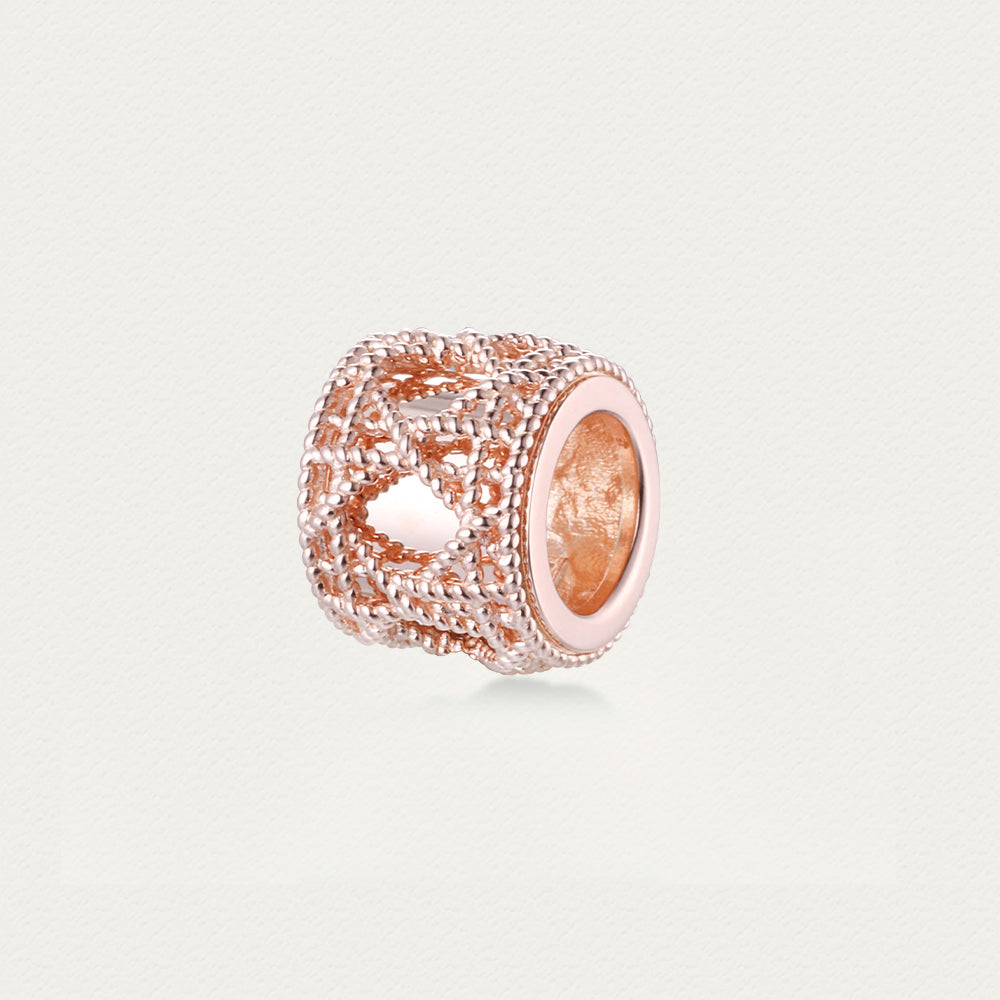 Tindall Light pendant in rose gold finish, featuring delicate ice crystal lace design in haute couture style.