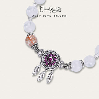 Close-up detail of the D-POW Whispers of Dreams 925 silver bracelet highlighting the intricate dreamcatcher medallion design.
