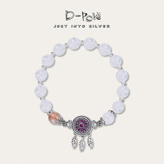 Front view of the D-POW Whispers of Dreams 925 silver bracelet featuring the magical dreamcatcher medallion.